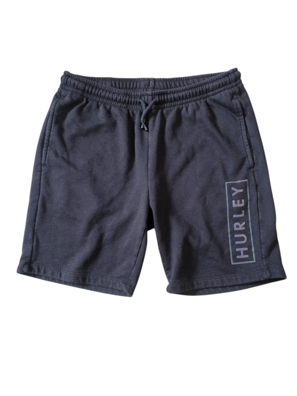 Hurley Men's Black Logo Lounge Drawstring Fleece Shorts Medium Waist 30 Inseam 6